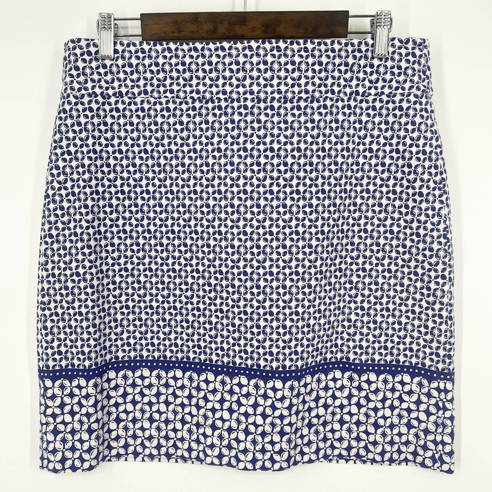 Talbots Navy and White Patterned Midi Skirt